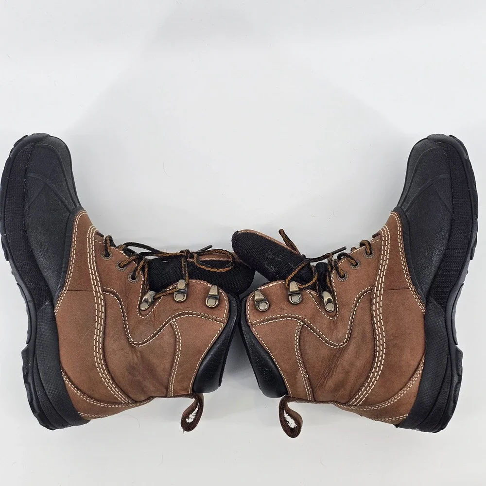 L.L. Bean Snow Boots Womens 6 Brown Black Primaloft Insulated Duck Boots VN05455